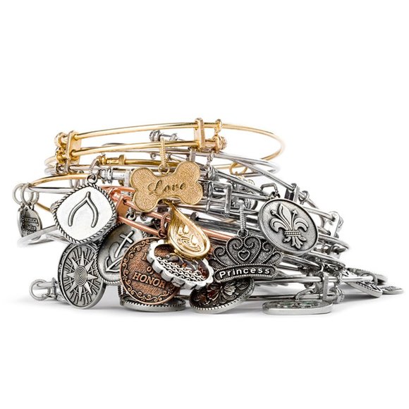 Angelica Collection Bridesmaid White Brass Bangle Bracelets (Set of 5) - Picture 5 of 5